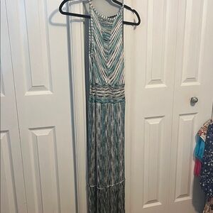INC International Concepts Teal and Black Maxi Dress